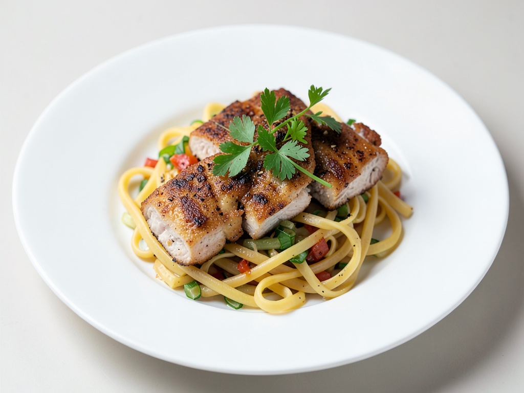 Hähnchenstreifen mit Nudeln und Fenchel