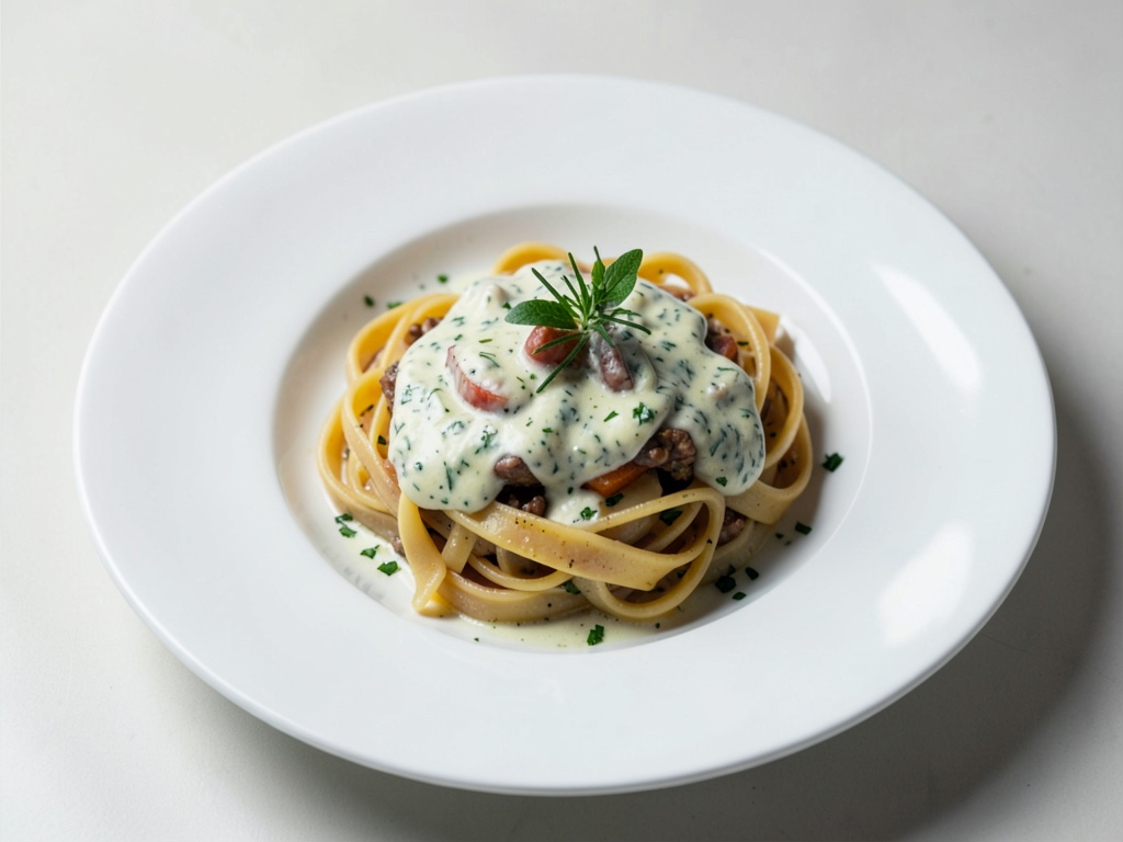 Nudeln mit Joghurt-Kräuterdressing