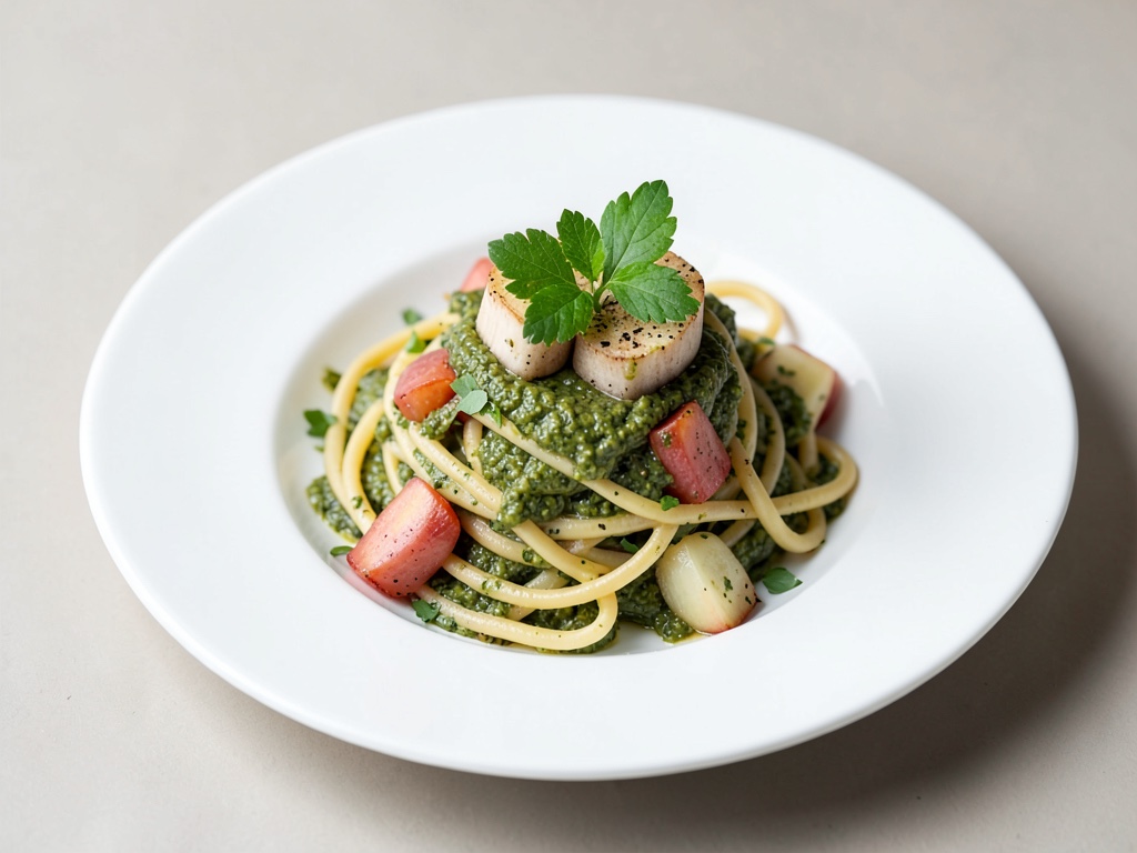 Kohlpastinaken-Nudeln mit Pesto