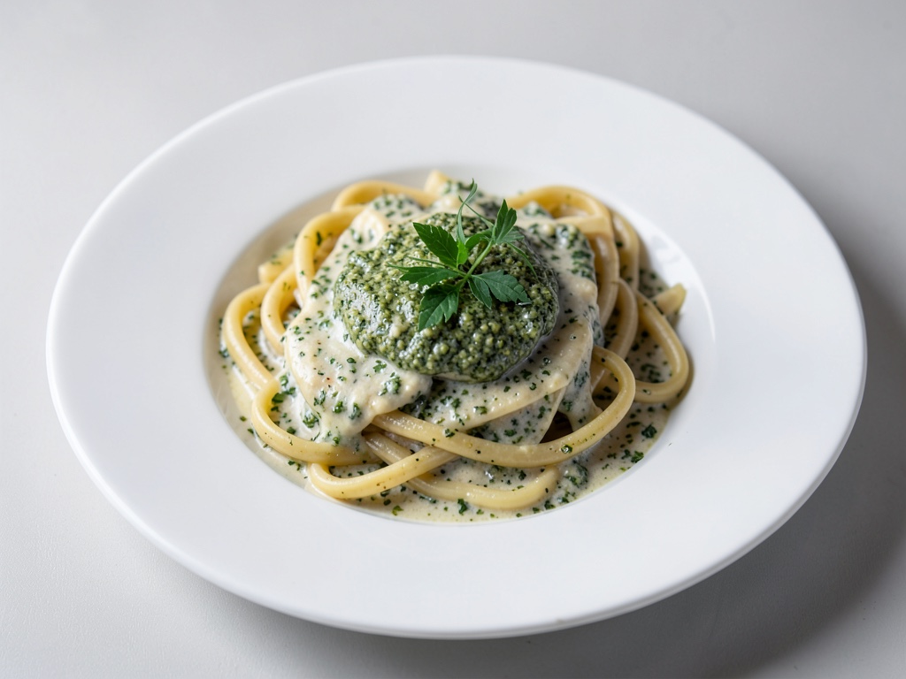 Cremige Nudeln mit hausgemachtem Nuss-Basilikum-Pesto