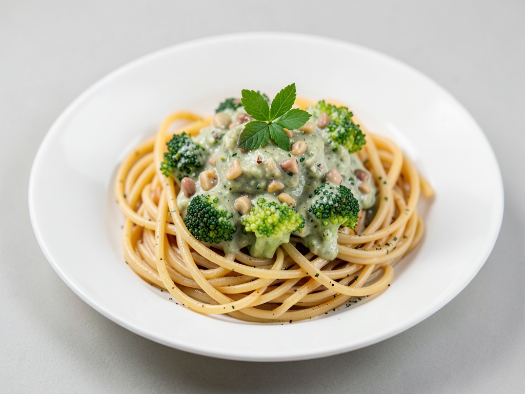 Spaghetti mit cremiger Brokkoli-Nuss-Sauce