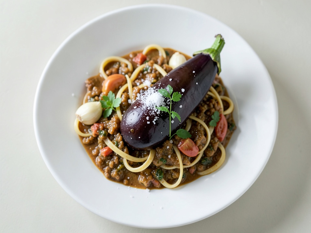 Linguini mit cremiger Auberginen-Tomaten-Soße