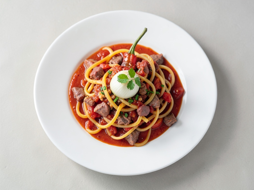 Spaghetti mit knuspriger Pancetta und frischer Tomatensoße