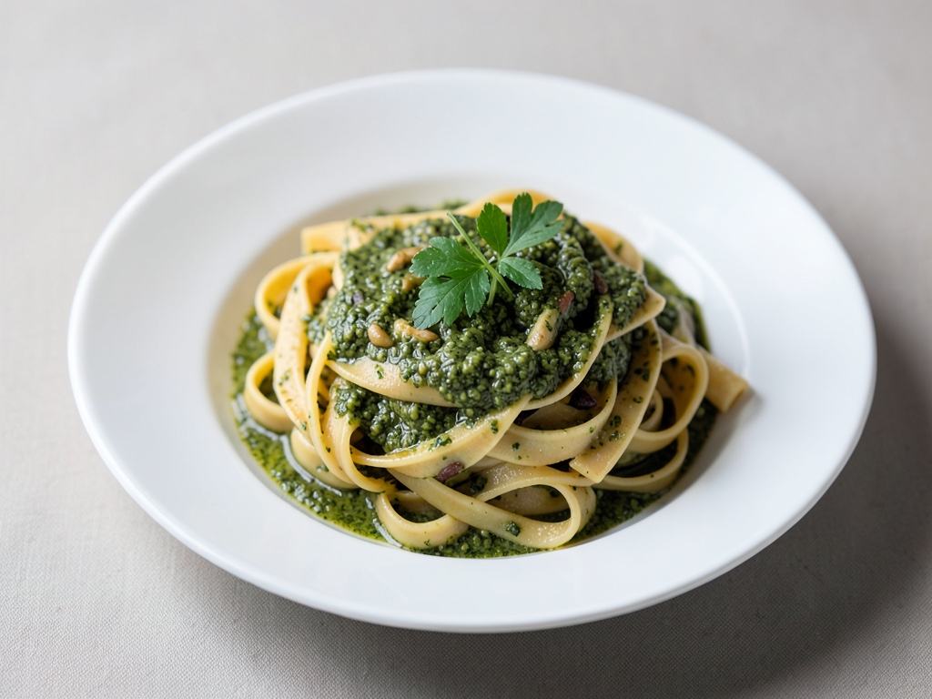 Bandnudeln mit frischem Bärlauch-Pesto