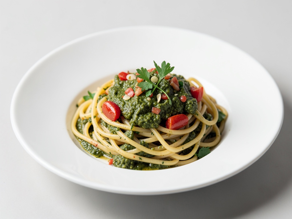 Spaghetti mit hausgemachtem Pesto