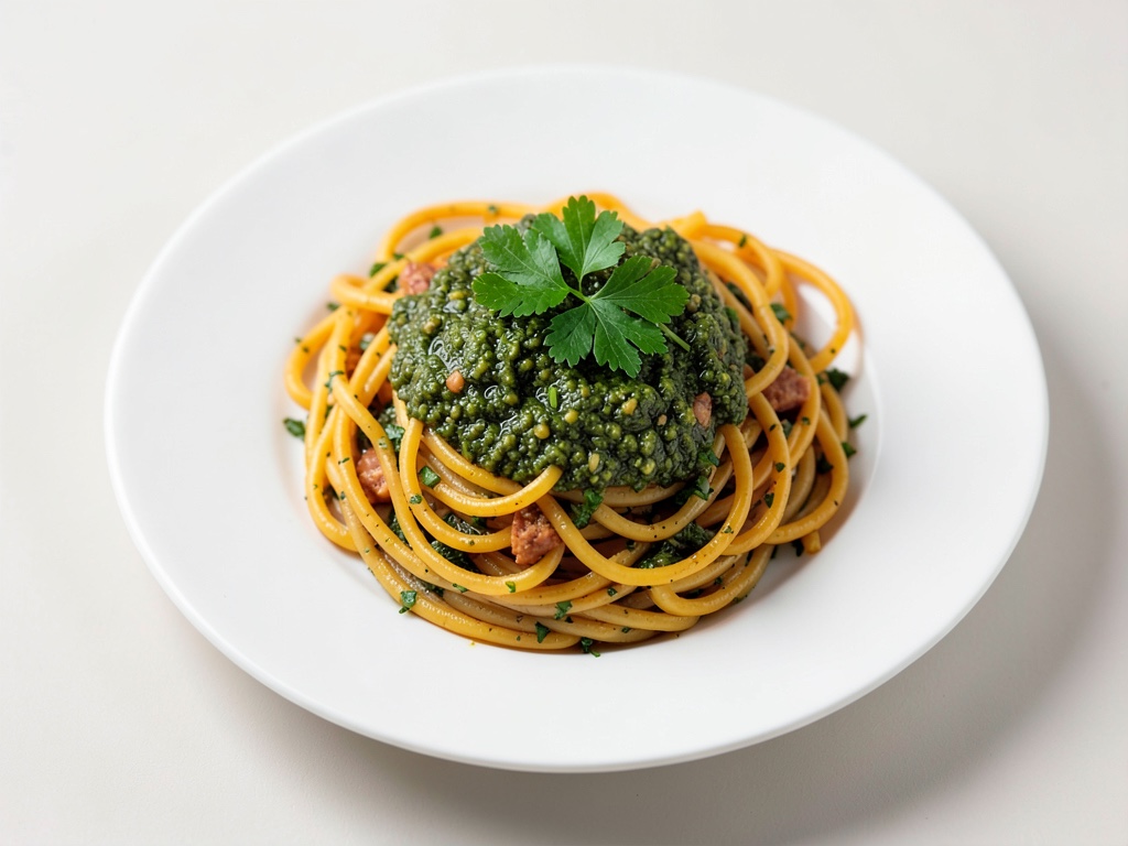 Kürbis-Spaghetti mit frischer Petersilien-Pesto