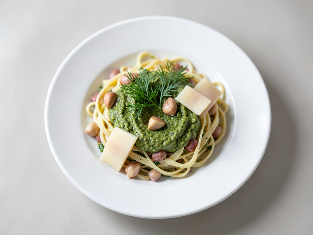 Spaghetti mit hausgemachtem Petersilien-Pesto