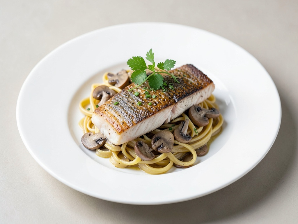 Forellenfilets mit Pilz-Nudeln