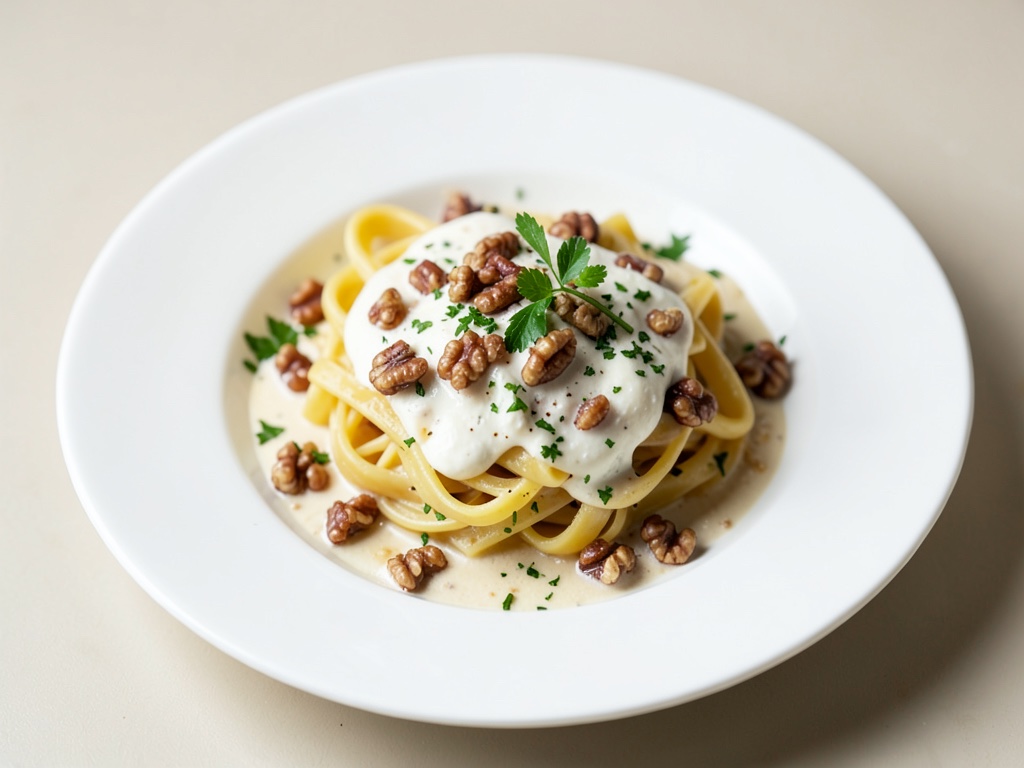 Cremige Nudeln mit Ricotta und Walnüssen