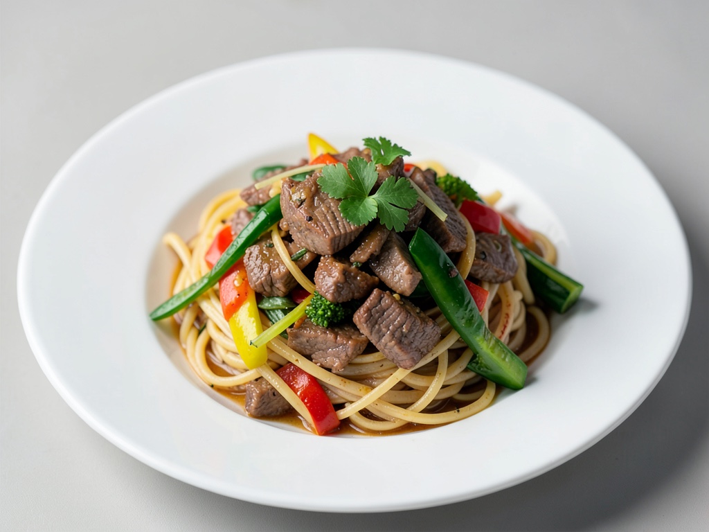 Wok-Nudeln mit Rind und Gemüse