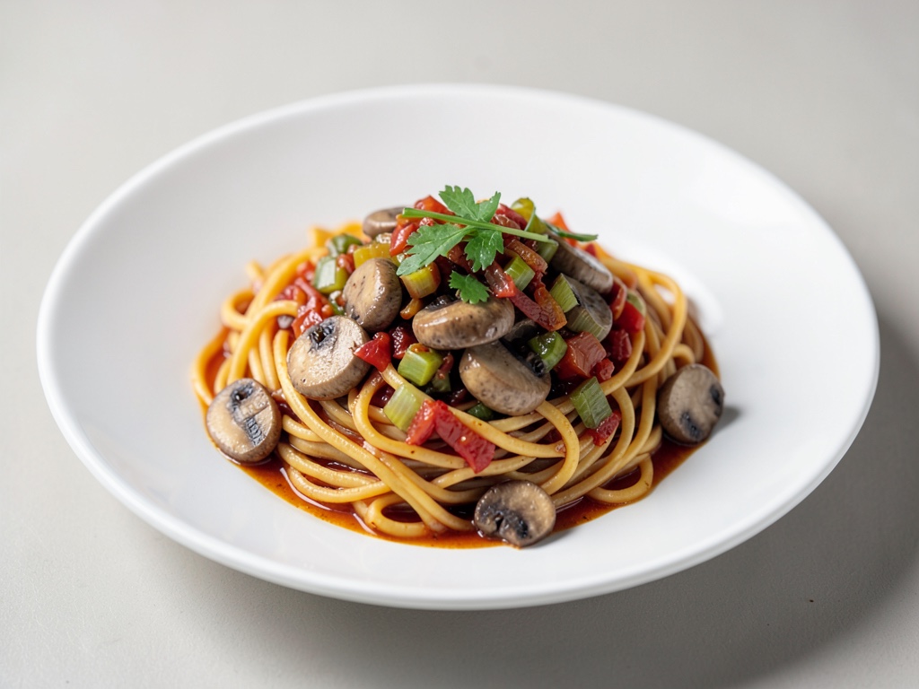 Bandnudeln mit Sauerkraut und Champignons