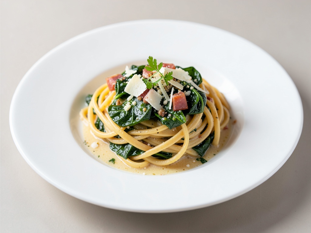 Nudeln mit Spinat und Käse