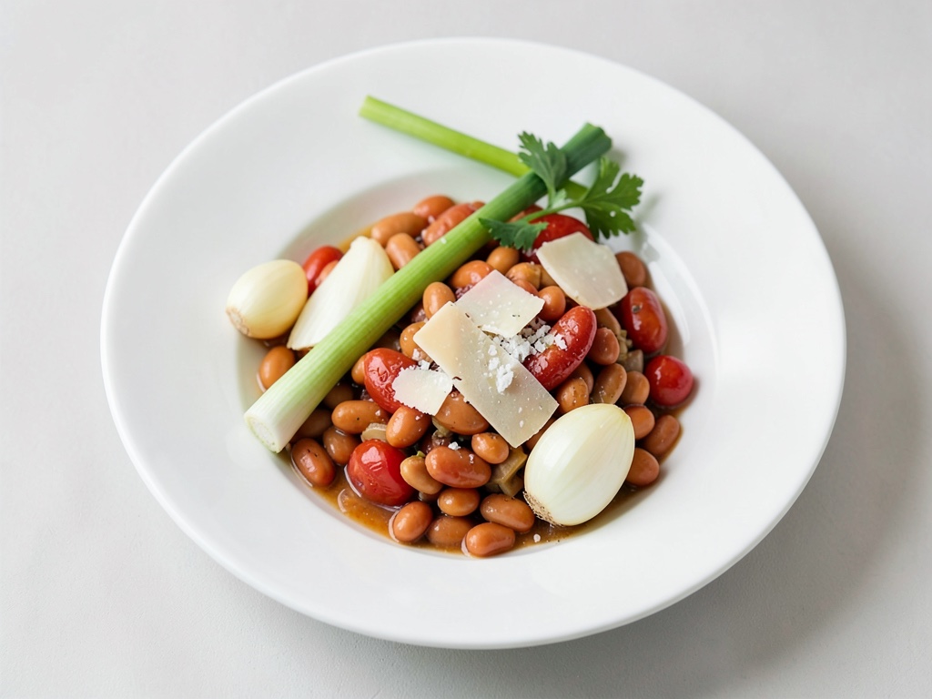 Nudeln mit Tomaten, Bohnen und Parmesan