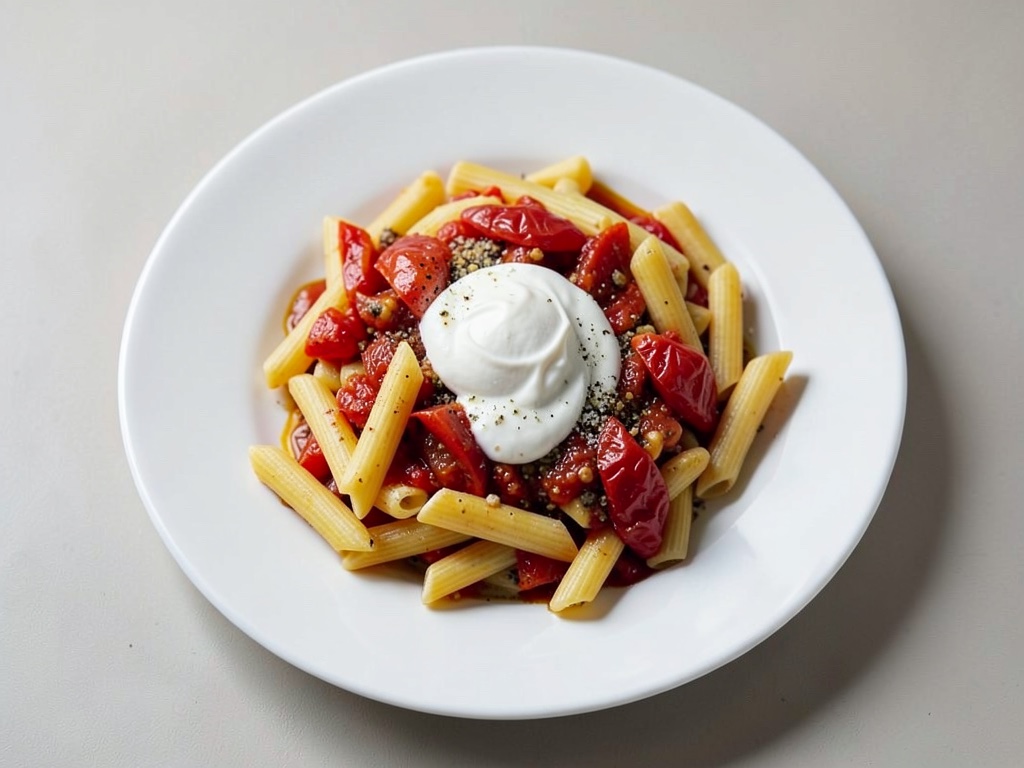 Penne-Nudelsalat mit Tomaten und Mozzarella