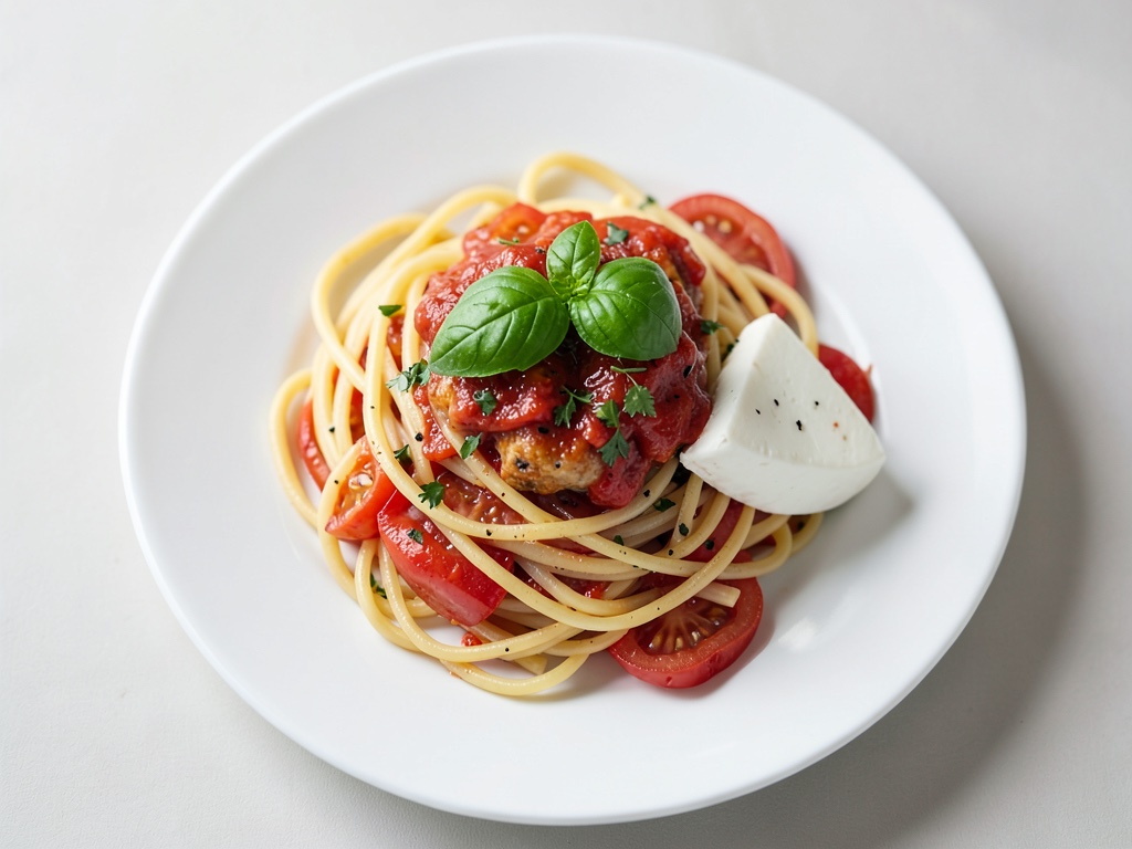 Spaghetti mit frischen Tomaten und Mozzarella