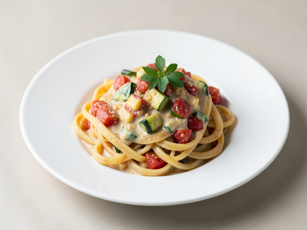 Cremige Nudeln mit Tomaten-Zucchini-Sauce