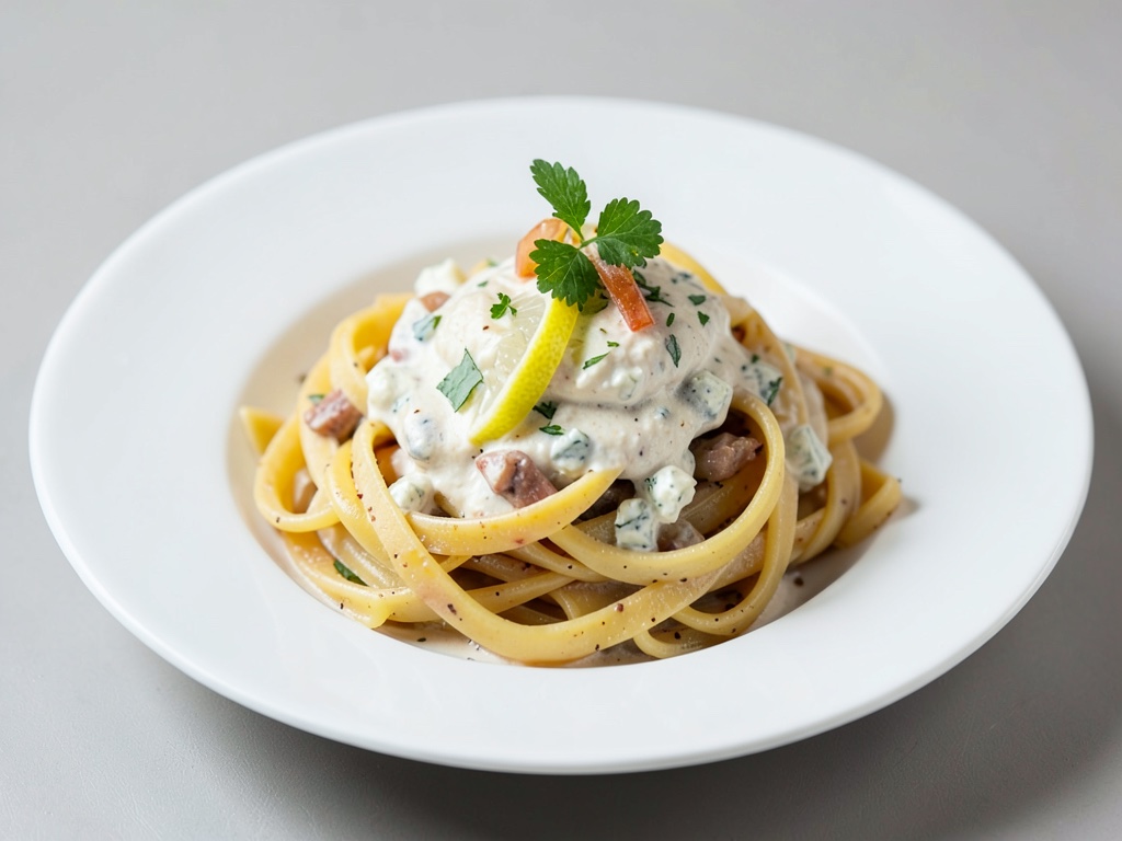 Nudeln mit Zitronen-Feta-Cremesauce