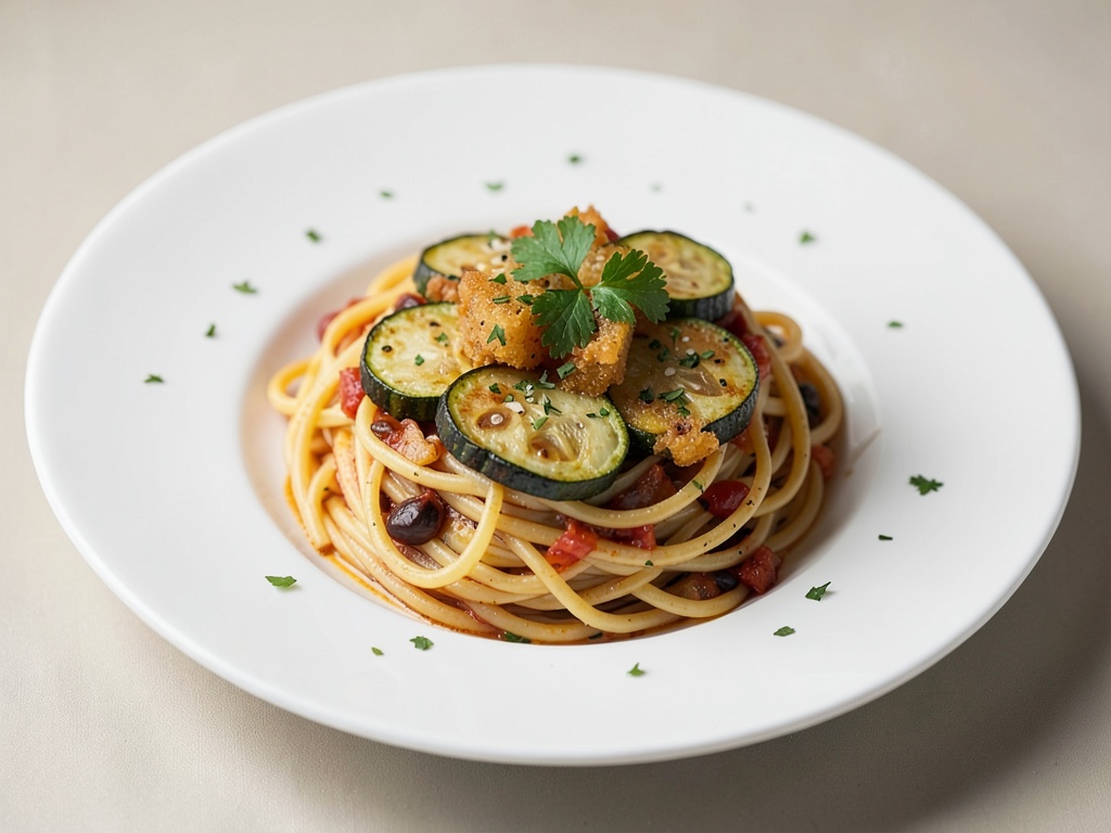 Spaghetti mit gebratener Zucchini