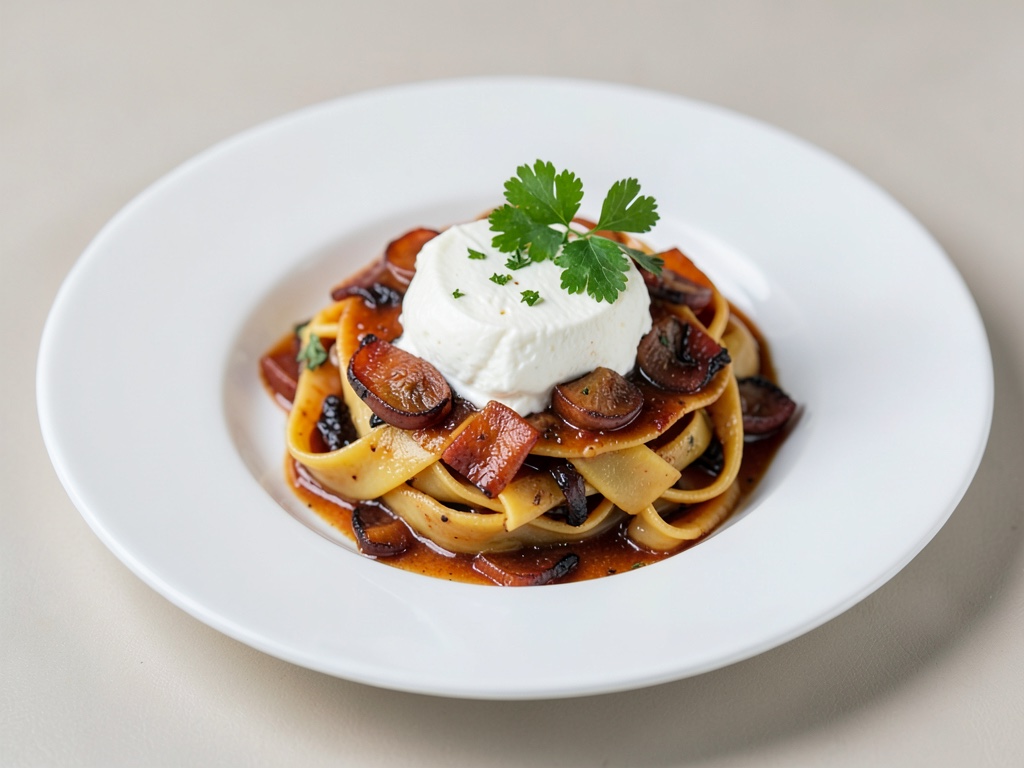 Caramelisierte Zwiebel-Tagliatelle mit Ziegenkäse