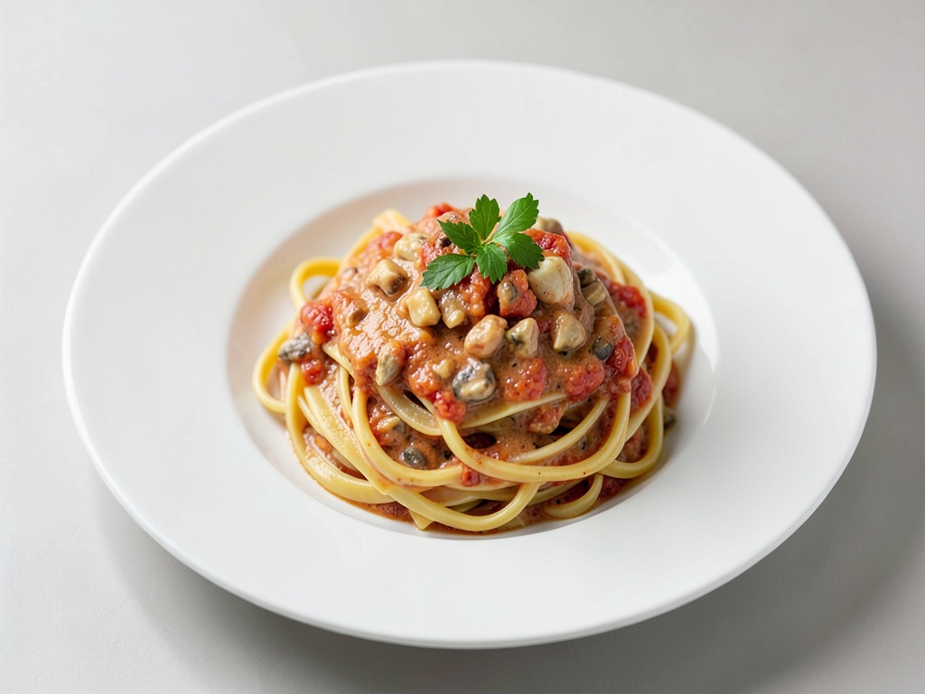 Nudeln mit cremiger Nuss-Tomaten-Soße