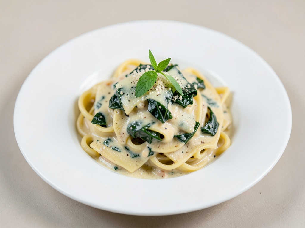 Cremige Nudeln mit Spinat und Käse