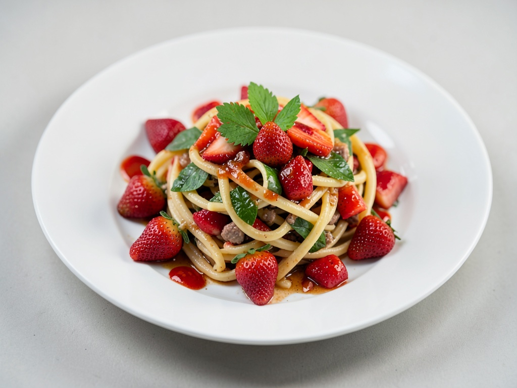 Fruchtiger Nudelsalat mit Erdbeeren