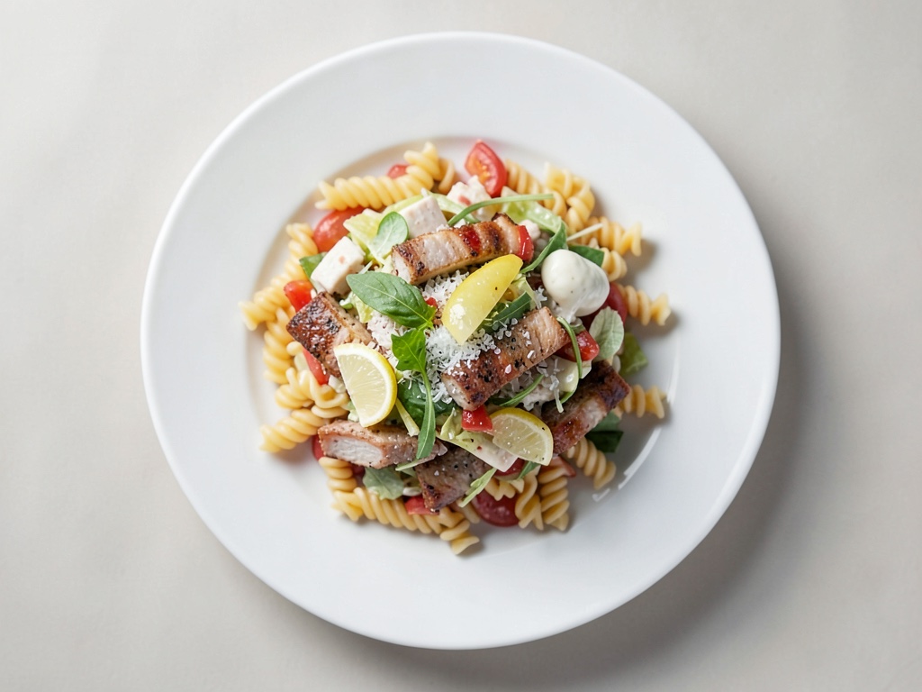 Nudelsalat mit knusprigen Fischstäbchen
