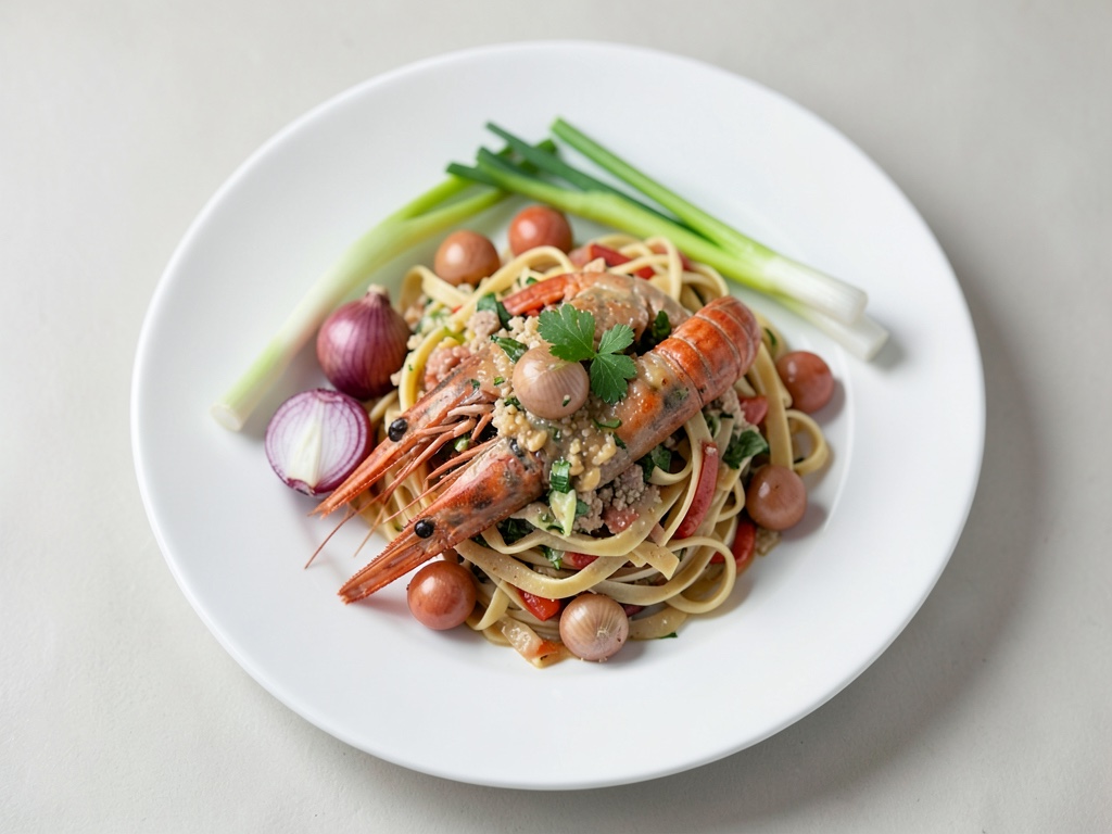 Frischer Nudelsalat mit Garnelen