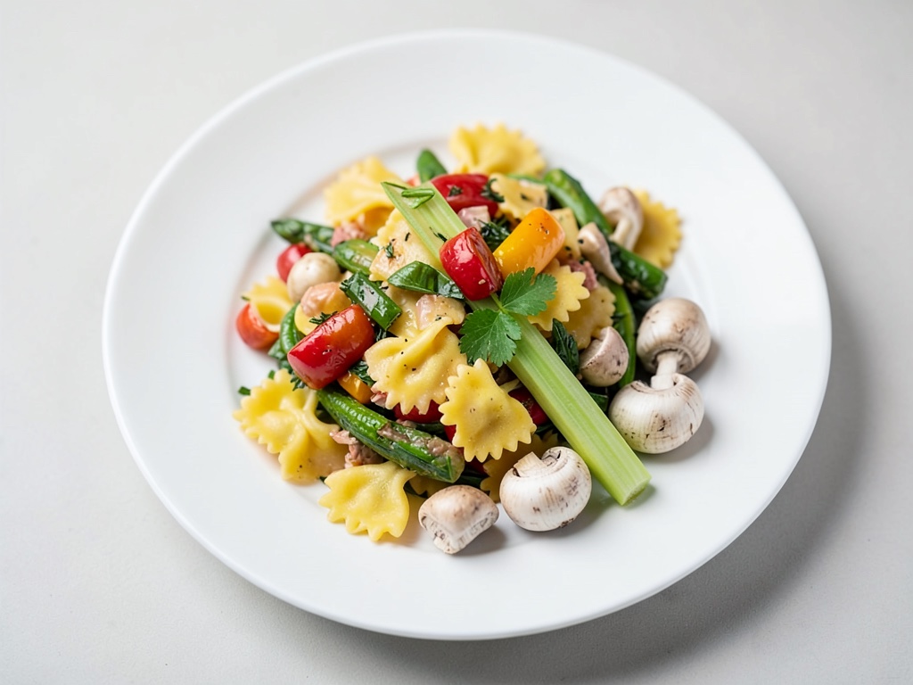 Gemischter Nudelsalat mit frischem Gemüse