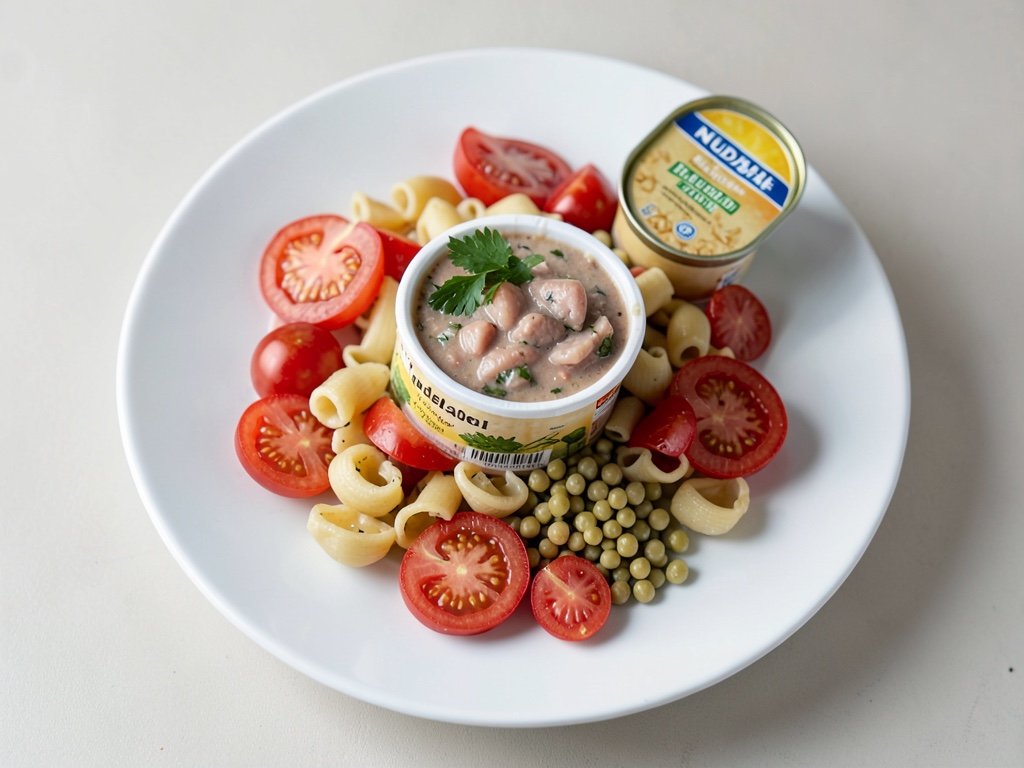 Gemischter Nudelsalat mit Thunfisch und frischem Gemüse