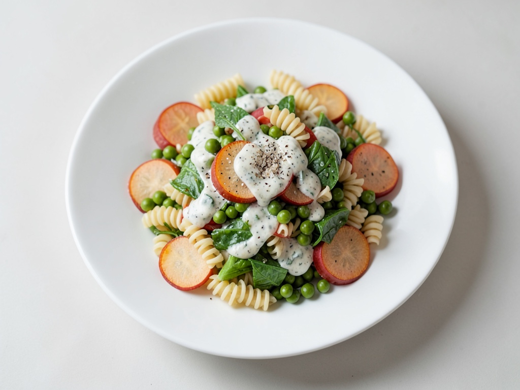 Bunter Nudelsalat mit cremigem Joghurt-Dressing