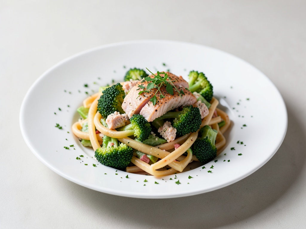 Lachs-Nudelsalat mit knackigem Brokkoli