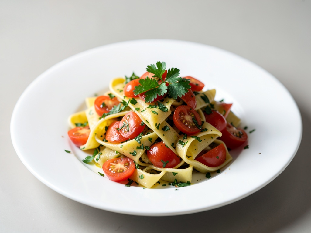 Frischer Nudelsalat mit Tomaten und Kräutern
