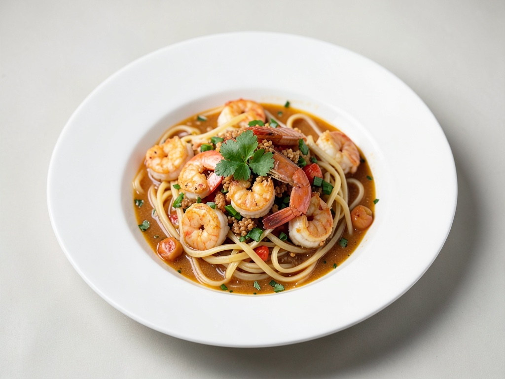 Knusprige Nudelsuppe mit Garnelen