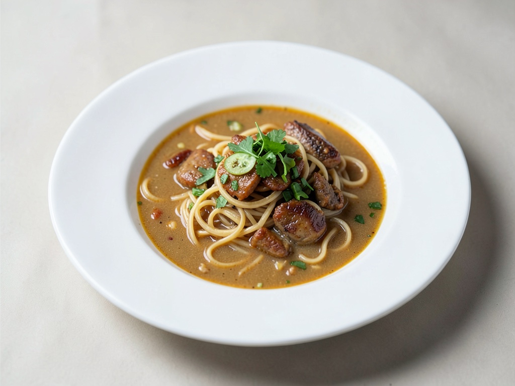Chinesische Nudelsuppe mit aromatisierter Brühe