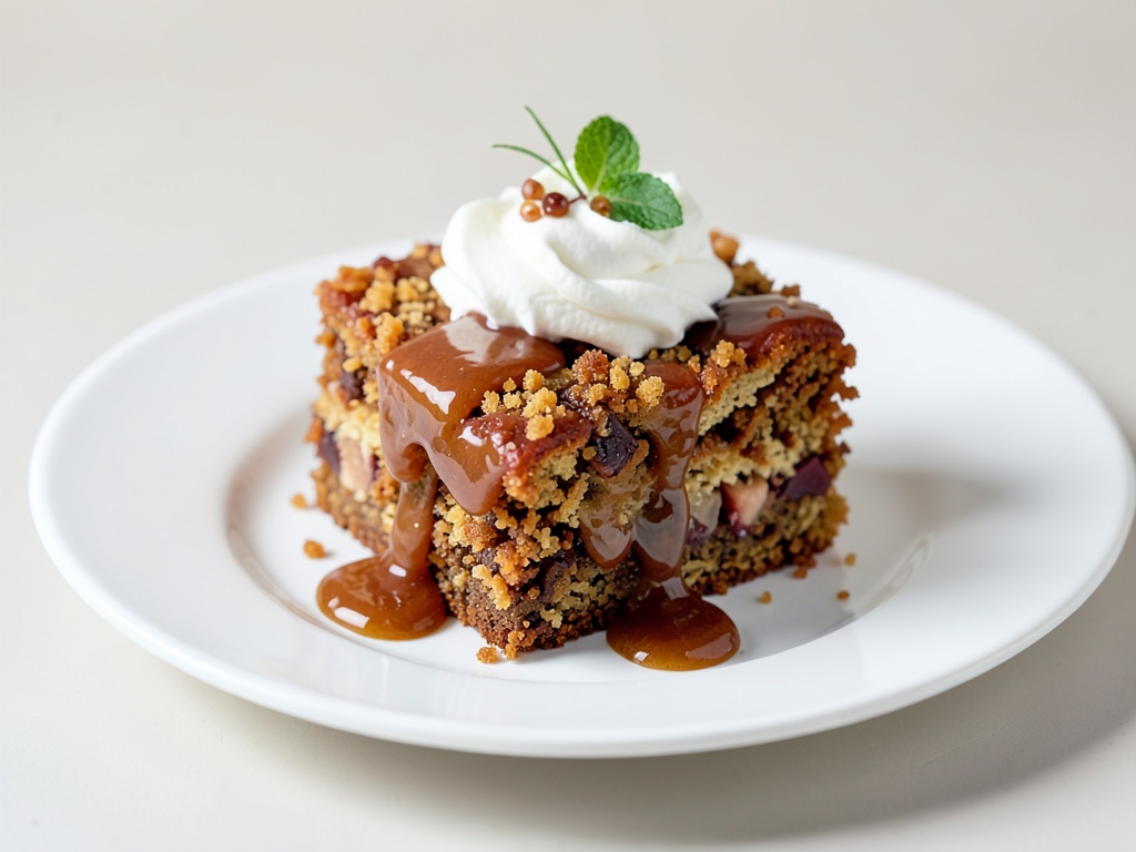 Knuspriger Nuss-Ahornsirup-Kuchen mit Schlagsahne