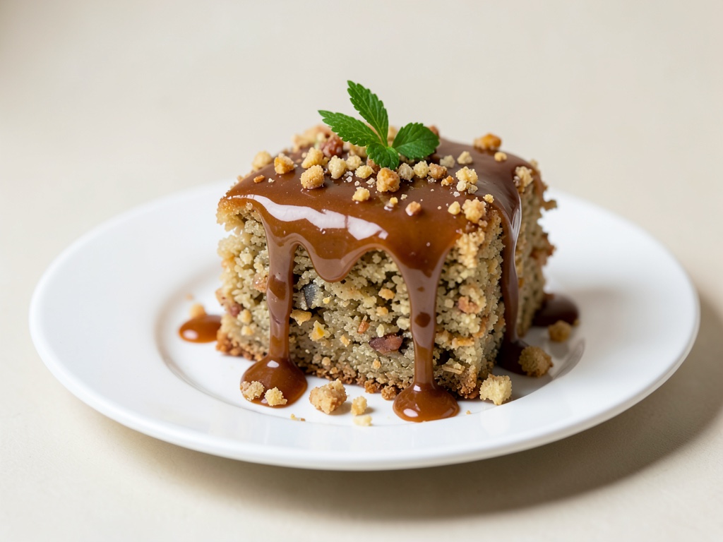 Torta croccante alle noci con glassa al caramello