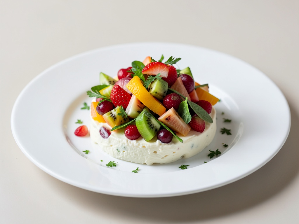 Insalata di frutta fruttata su base cremosa di formaggio fresco