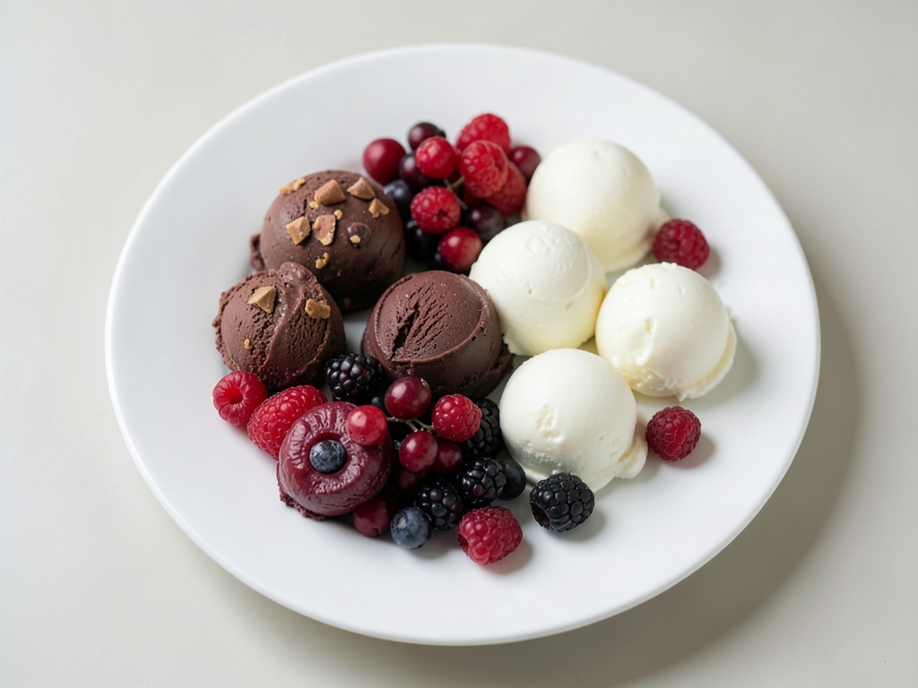 Berry Sparkling Cocktail with Ice Cream and Kiwi