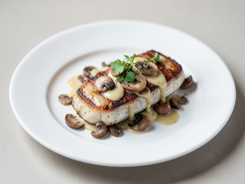 Filetti di pesce al forno con burro a bacon e funghi champignon