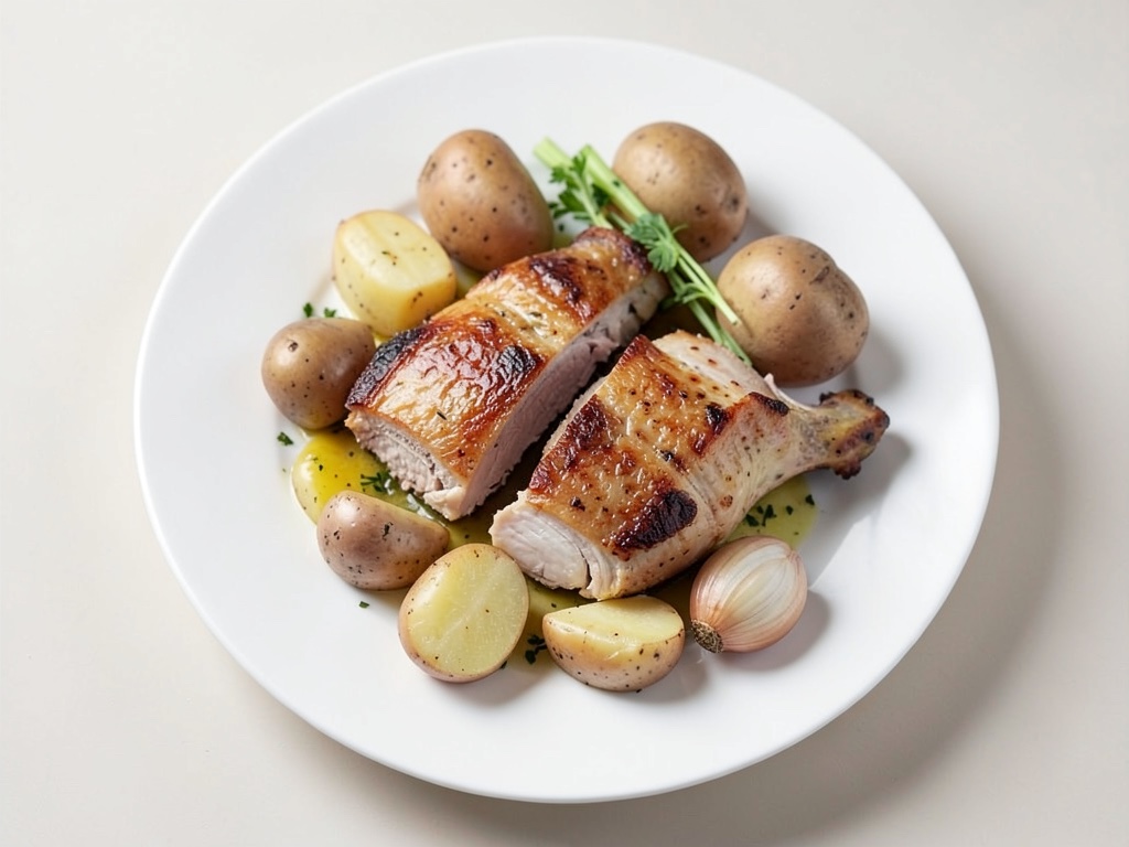 Pollo al forno con patate e pastinache