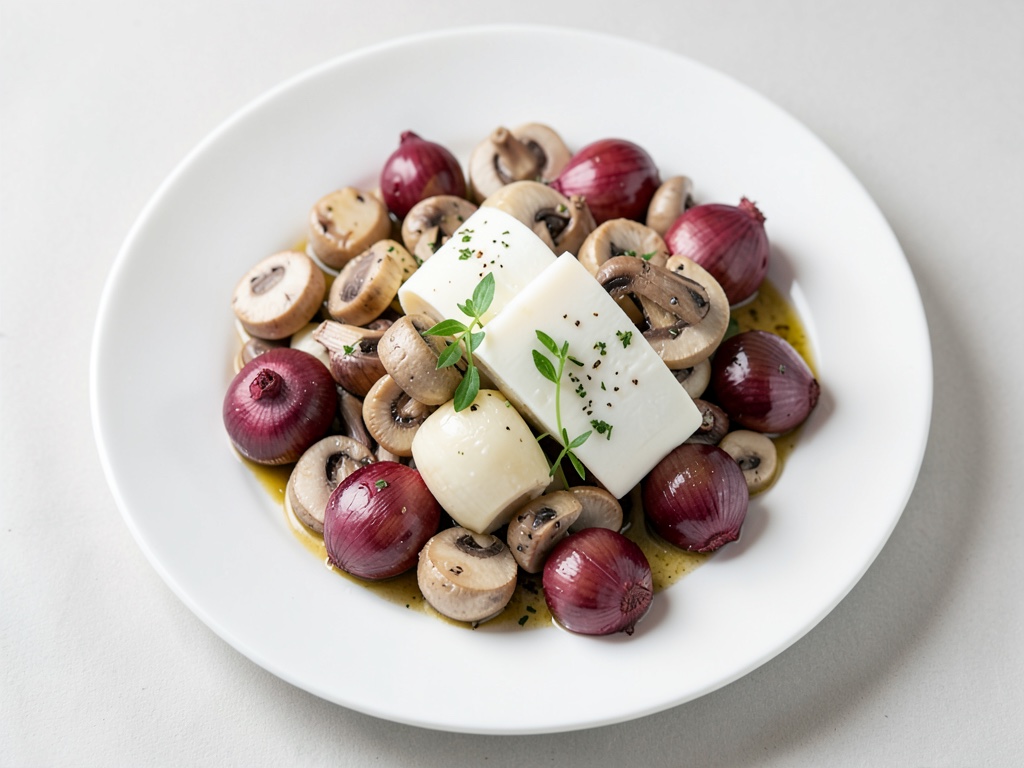 Champignons et oignons au four avec fromage