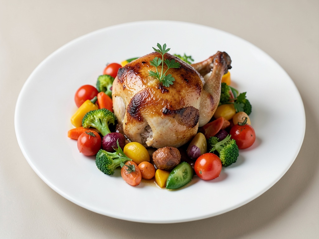 Ofen-Hähnchen mit buntem Gemüse