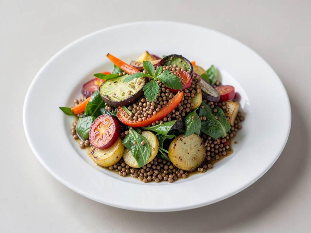 Salade tiède de légumes rôtis au sarrasin