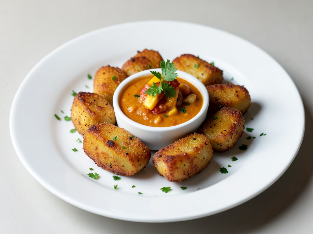 Patate croccanti al forno con salsa mango-chili fruttata e piccante
