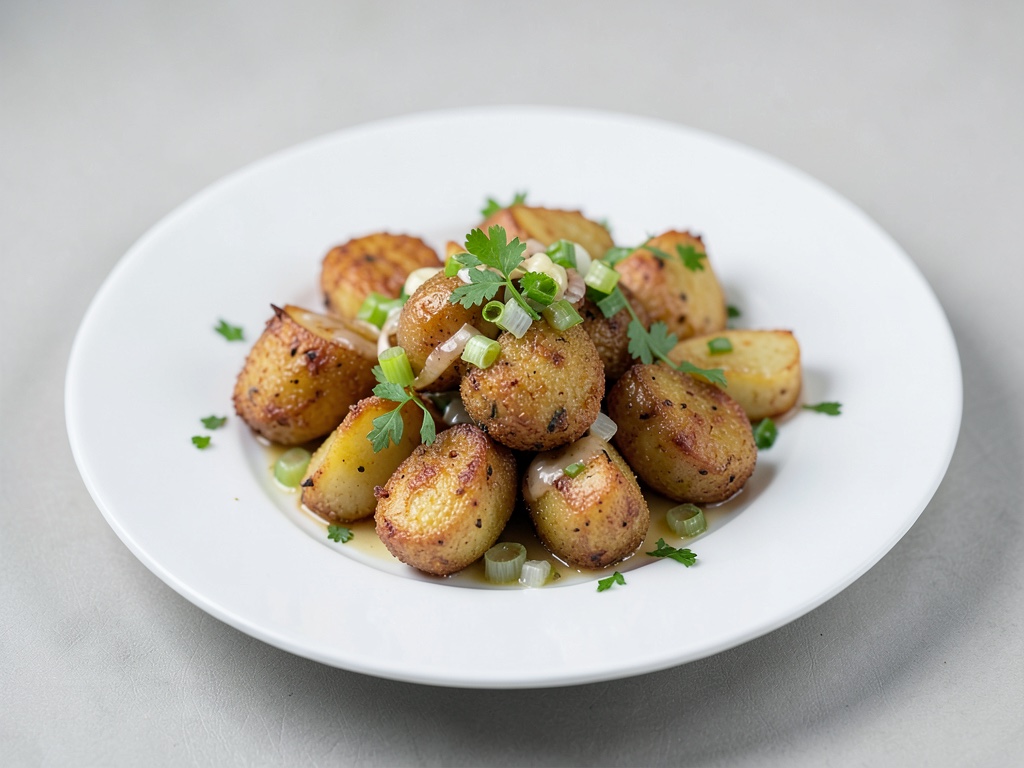 Patate croccanti al forno con porri e pere