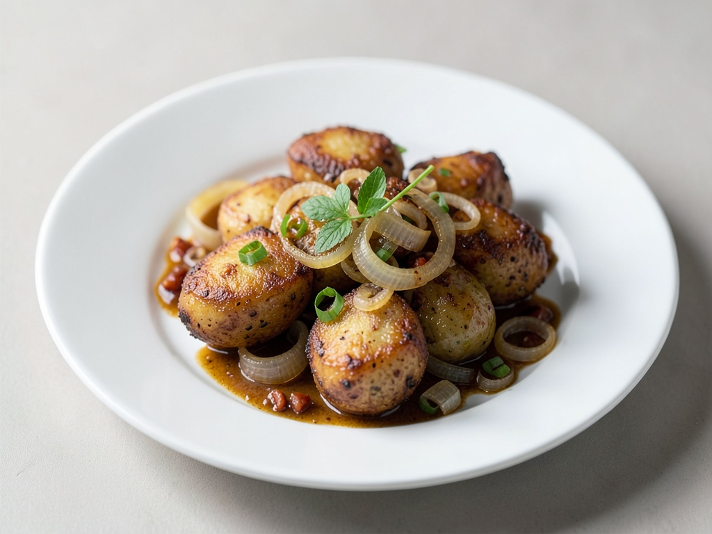 Patate al forno croccanti con cipolle