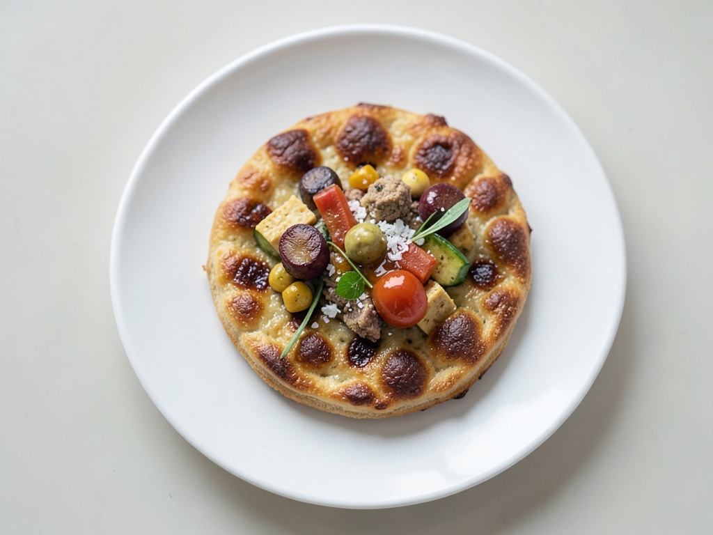 Focaccia alle olive con verdure alla griglia