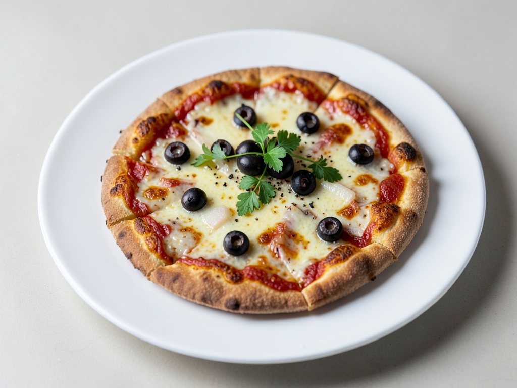 Pizza croccante con olive e formaggio