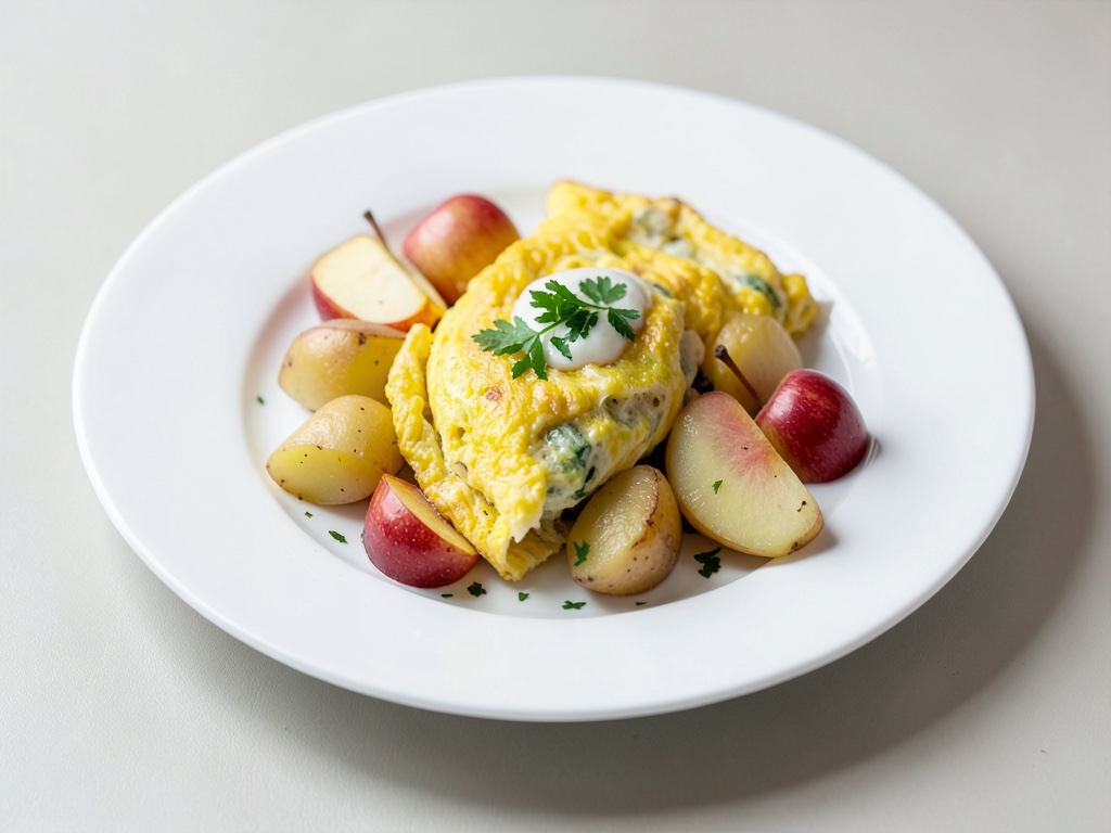 Omelette clásico con patatas y manzanas
